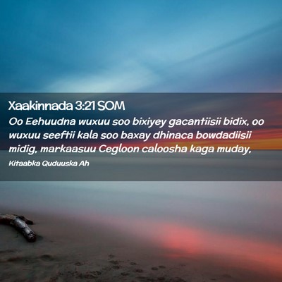 Picture 02 - Xaakinnada 3:21 SOM - Oo Eehuudna wuxuu soo bixiyey gacantiisii bidix, - Bible Verse Picture