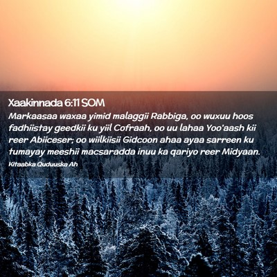 Picture 02 - Xaakinnada 6:11 SOM - Markaasaa waxaa yimid malaggii Rabbiga, oo wuxuu - Bible Verse Picture