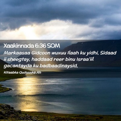 Picture 02 - Xaakinnada 6:36 SOM - Markaasaa Gidcoon wuxuu Ilaah ku yidhi, Sidaad ii - Bible Verse Picture