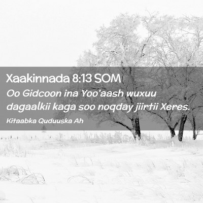 Picture 02 - Xaakinnada 8:13 SOM - Oo Gidcoon ina Yoo'aash wuxuu dagaalkii kaga soo - Bible Verse Picture