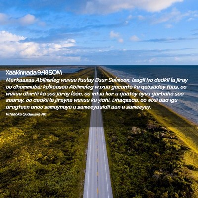 Picture 02 - Xaakinnada 9:48 SOM - Markaasaa Abiimeleg wuxuu fuulay Buur Salmoon, - Bible Verse Picture