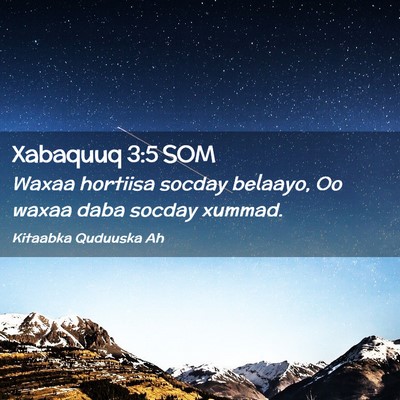 Picture 02 - Xabaquuq 3:5 SOM - Waxaa hortiisa socday belaayo, Oo waxaa daba - Bible Verse Picture