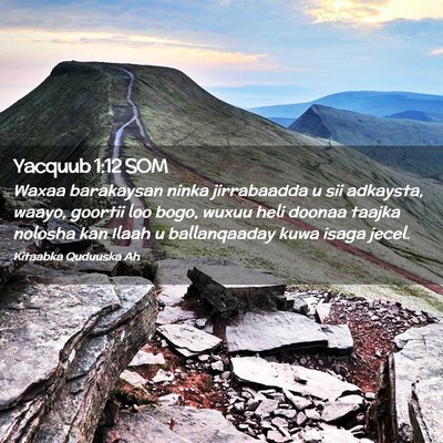 Picture 02 - Yacquub 1:12 SOM - Waxaa barakaysan ninka jirrabaadda u sii - Bible Verse Picture