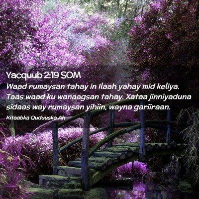 Picture 02 - Yacquub 2:19 SOM - Waad rumaysan tahay in Ilaah yahay mid keliya. - Bible Verse Picture