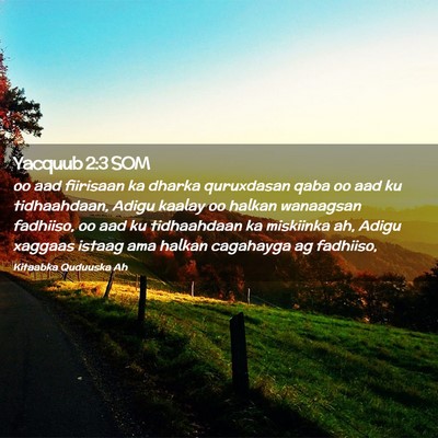 Picture 02 - Yacquub 2:3 SOM - oo aad fiirisaan ka dharka quruxdasan qaba oo aad - Bible Verse Picture