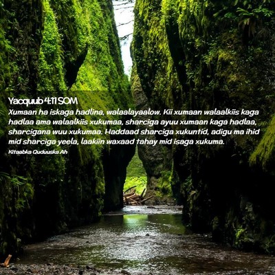 Picture 02 - Yacquub 4:11 SOM - Xumaan ha iskaga hadlina, walaalayaalow. Kii - Bible Verse Picture