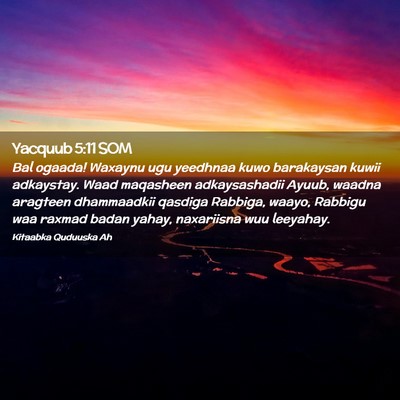 Picture 02 - Yacquub 5:11 SOM - Bal ogaada! Waxaynu ugu yeedhnaa kuwo barakaysan - Bible Verse Picture