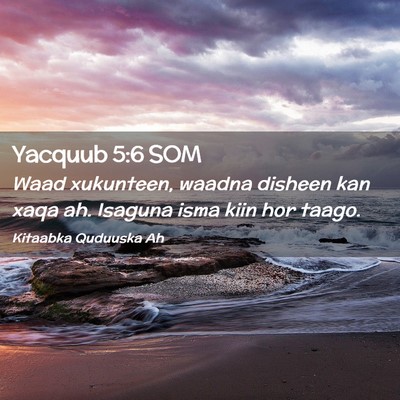 Picture 02 - Yacquub 5:6 SOM - Waad xukunteen, waadna disheen kan xaqa ah. - Bible Verse Picture