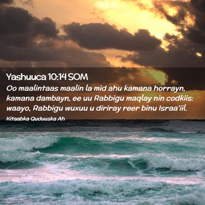 Picture 02 - Yashuuca 10:14 SOM - Oo maalintaas maalin la mid ahu kamana horrayn, - Bible Verse Picture