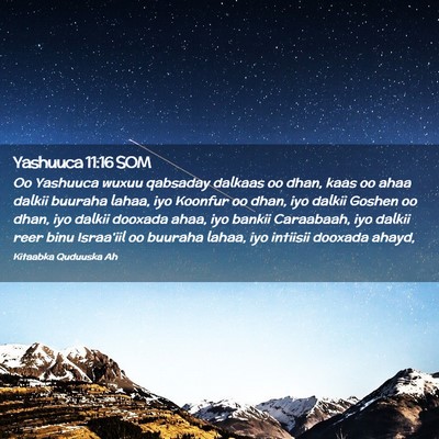 Picture 02 - Yashuuca 11:16 SOM - Oo Yashuuca wuxuu qabsaday dalkaas oo dhan, kaas - Bible Verse Picture