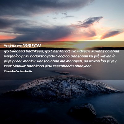 Picture 02 - Yashuuca 13:31 SOM - iyo Gilecaad badhkeed, iyo Cashtarod, iyo - Bible Verse Picture
