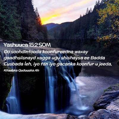 Picture 02 - Yashuuca 15:2 SOM - Oo soohdintooda koonfureedna waxay gaadhsiisnayd - Bible Verse Picture