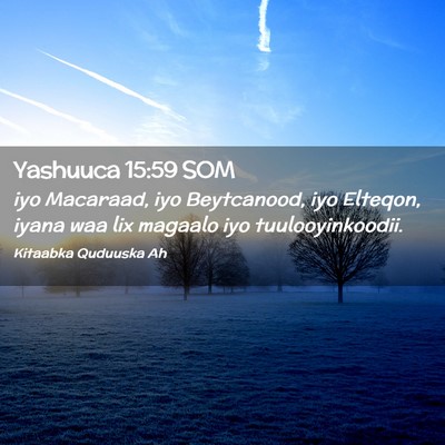 Picture 02 - Yashuuca 15:59 SOM - iyo Macaraad, iyo Beytcanood, iyo Elteqon, iyana - Bible Verse Picture