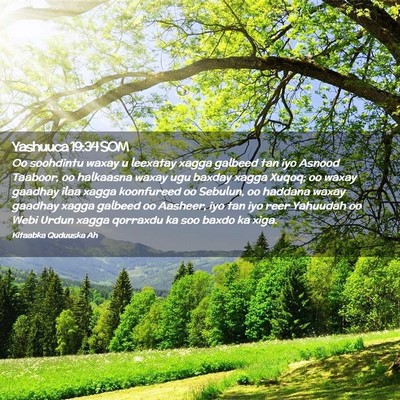 Picture 02 - Yashuuca 19:34 SOM - Oo soohdintu waxay u leexatay xagga galbeed tan - Bible Verse Picture