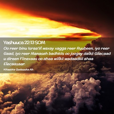 Picture 02 - Yashuuca 22:13 SOM - Oo reer binu Israa'iil waxay xagga reer Ruubeen, - Bible Verse Picture