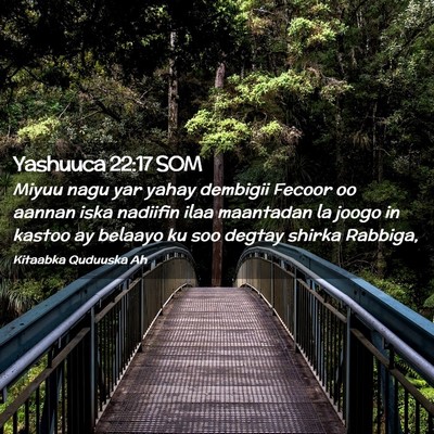 Picture 02 - Yashuuca 22:17 SOM - Miyuu nagu yar yahay dembigii Fecoor oo aannan - Bible Verse Picture