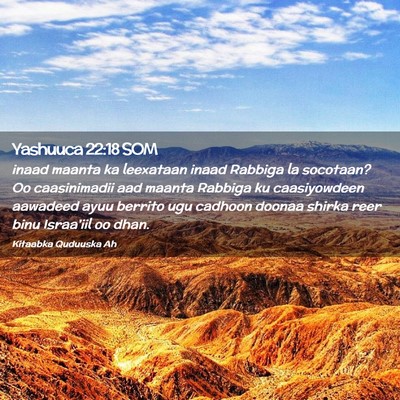 Picture 02 - Yashuuca 22:18 SOM - inaad maanta ka leexataan inaad Rabbiga la - Bible Verse Picture