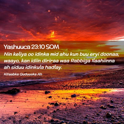 Picture 02 - Yashuuca 23:10 SOM - Nin keliya oo idinka mid ahu kun buu eryi doonaa; - Bible Verse Picture