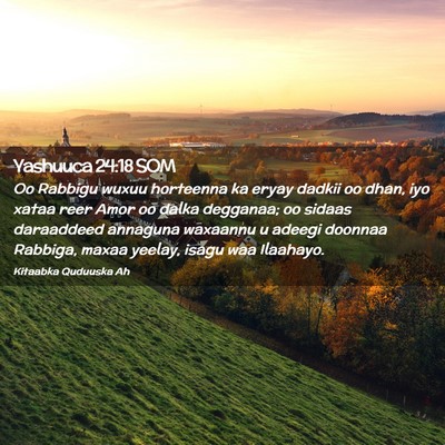Picture 02 - Yashuuca 24:18 SOM - Oo Rabbigu wuxuu horteenna ka eryay dadkii oo - Bible Verse Picture