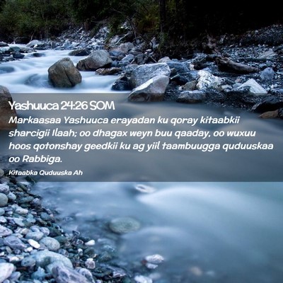 Picture 02 - Yashuuca 24:26 SOM - Markaasaa Yashuuca erayadan ku qoray kitaabkii - Bible Verse Picture