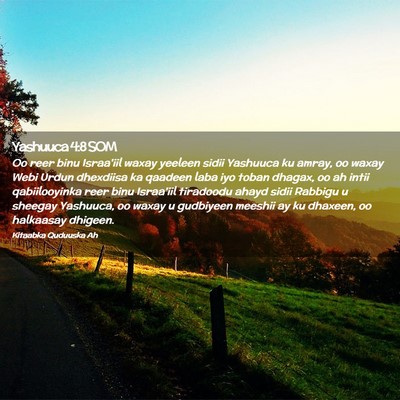 Picture 02 - Yashuuca 4:8 SOM - Oo reer binu Israa'iil waxay yeeleen sidii - Bible Verse Picture