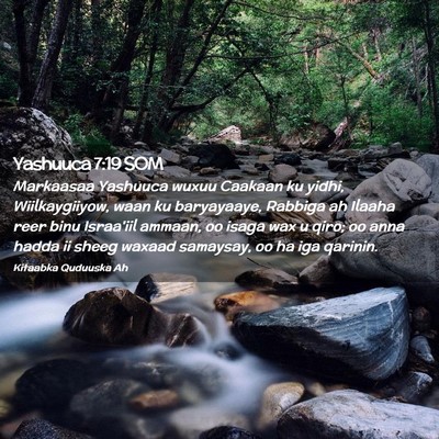 Picture 02 - Yashuuca 7:19 SOM - Markaasaa Yashuuca wuxuu Caakaan ku yidhi, - Bible Verse Picture