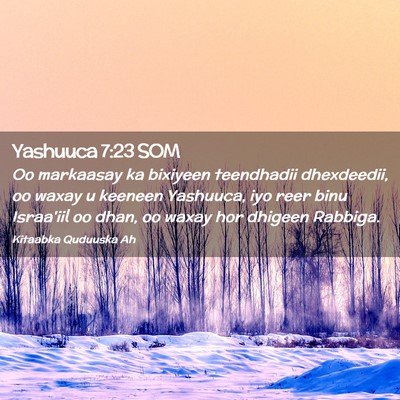 Picture 02 - Yashuuca 7:23 SOM - Oo markaasay ka bixiyeen teendhadii dhexdeedii, - Bible Verse Picture