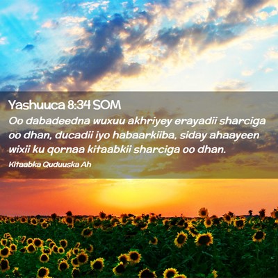 Picture 02 - Yashuuca 8:34 SOM - Oo dabadeedna wuxuu akhriyey erayadii sharciga oo - Bible Verse Picture