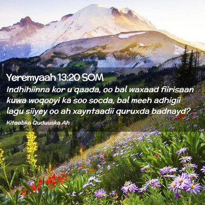 Picture 02 - Yeremyaah 13:20 SOM - Indhihiinna kor u qaada, oo bal waxaad fiirisaan - Bible Verse Picture