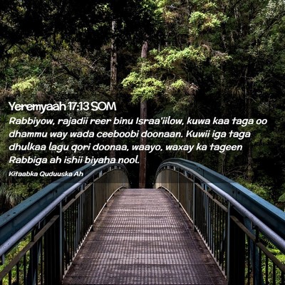 Picture 02 - Yeremyaah 17:13 SOM - Rabbiyow, rajadii reer binu Israa'iilow, kuwa kaa - Bible Verse Picture