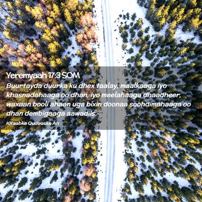 Picture 02 - Yeremyaah 17:3 SOM - Buurtayda duurka ku dhex taalay, maalkaaga iyo - Bible Verse Picture