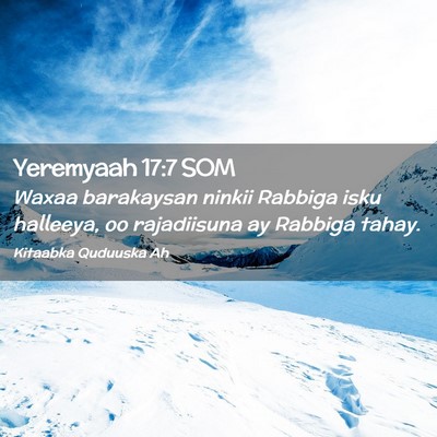 Picture 02 - Yeremyaah 17:7 SOM - Waxaa barakaysan ninkii Rabbiga isku halleeya, oo - Bible Verse Picture