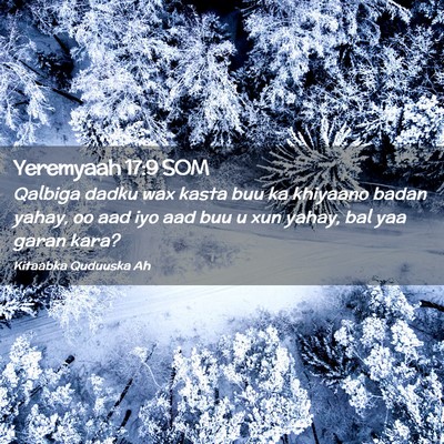 Picture 02 - Yeremyaah 17:9 SOM - Qalbiga dadku wax kasta buu ka khiyaano badan - Bible Verse Picture