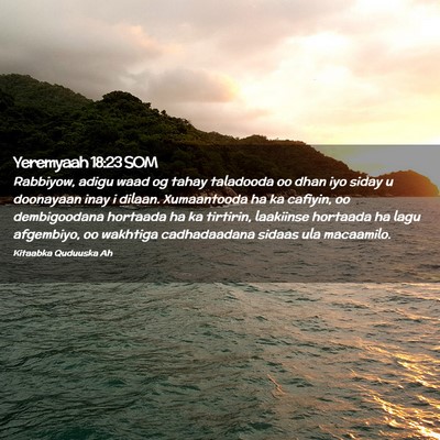 Picture 02 - Yeremyaah 18:23 SOM - Rabbiyow, adigu waad og tahay taladooda oo dhan - Bible Verse Picture
