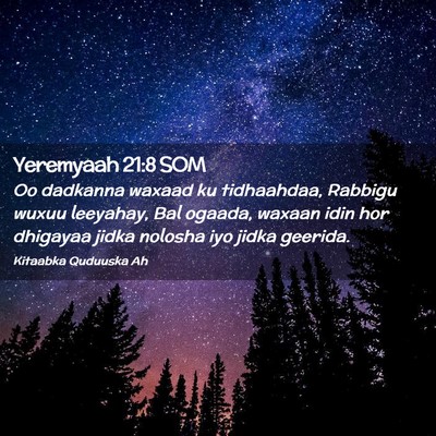 Picture 02 - Yeremyaah 21:8 SOM - Oo dadkanna waxaad ku tidhaahdaa, Rabbigu wuxuu - Bible Verse Picture