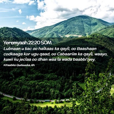 Picture 02 - Yeremyaah 22:20 SOM - Lubnaan u kac oo halkaas ka qayli, oo Baashaan - Bible Verse Picture