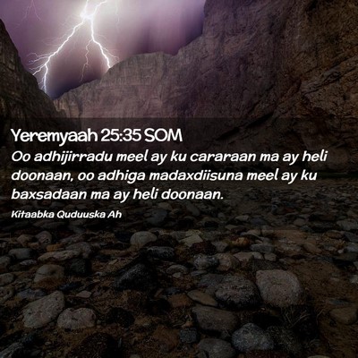 Picture 02 - Yeremyaah 25:35 SOM - Oo adhijirradu meel ay ku cararaan ma ay heli - Bible Verse Picture
