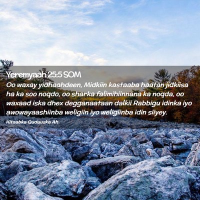 Picture 02 - Yeremyaah 25:5 SOM - Oo waxay yidhaahdeen, Midkiin kastaaba haatan - Bible Verse Picture
