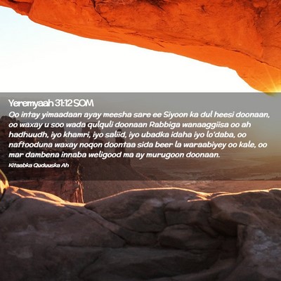Picture 02 - Yeremyaah 31:12 SOM - Oo intay yimaadaan ayay meesha sare ee Siyoon ka - Bible Verse Picture