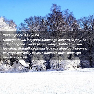 Picture 02 - Yeremyaah 31:16 SOM - Rabbigu wuxuu leeyahay, Codkaaga oohinta ka - Bible Verse Picture