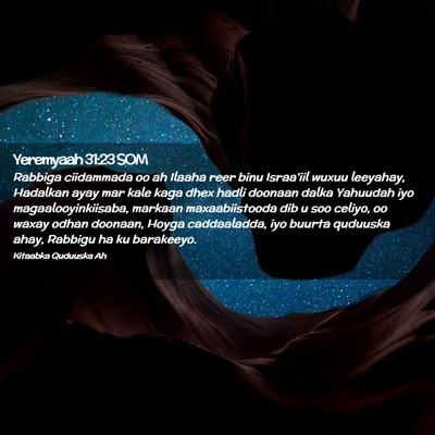 Picture 02 - Yeremyaah 31:23 SOM - Rabbiga ciidammada oo ah Ilaaha reer binu - Bible Verse Picture