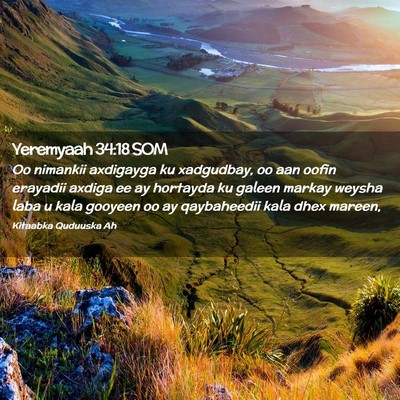 Picture 02 - Yeremyaah 34:18 SOM - Oo nimankii axdigayga ku xadgudbay, oo aan oofin - Bible Verse Picture