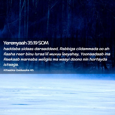 Picture 02 - Yeremyaah 35:19 SOM - haddaba sidaas daraaddeed, Rabbiga ciidammada oo - Bible Verse Picture