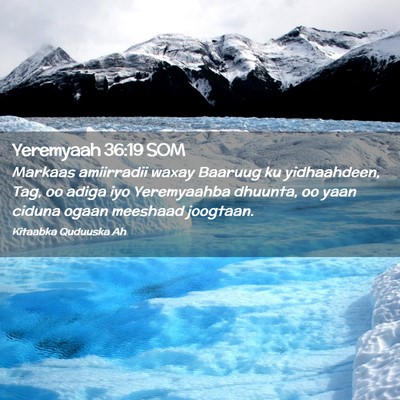 Picture 02 - Yeremyaah 36:19 SOM - Markaas amiirradii waxay Baaruug ku yidhaahdeen, - Bible Verse Picture