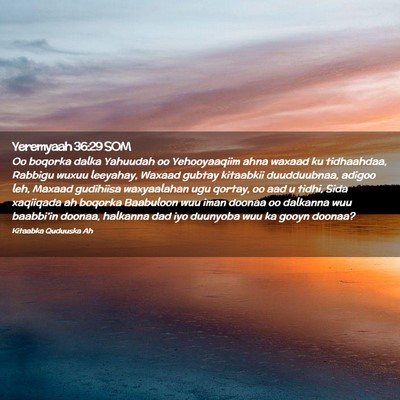 Picture 02 - Yeremyaah 36:29 SOM - Oo boqorka dalka Yahuudah oo Yehooyaaqiim ahna - Bible Verse Picture