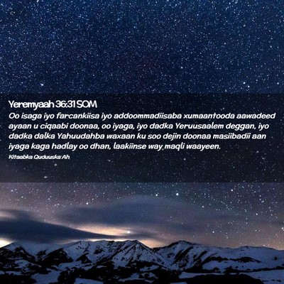 Picture 02 - Yeremyaah 36:31 SOM - Oo isaga iyo farcankiisa iyo addoommadiisaba - Bible Verse Picture
