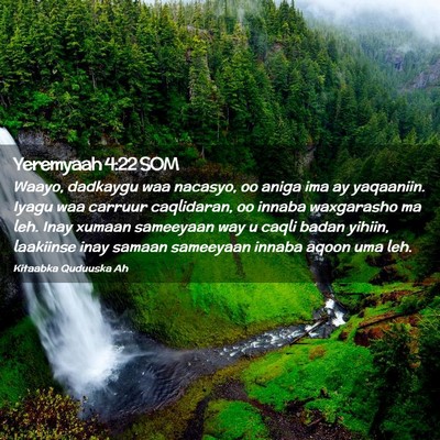 Picture 02 - Yeremyaah 4:22 SOM - Waayo, dadkaygu waa nacasyo, oo aniga ima ay - Bible Verse Picture