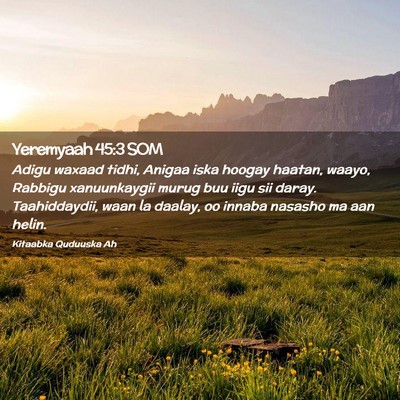 Picture 02 - Yeremyaah 45:3 SOM - Adigu waxaad tidhi, Anigaa iska hoogay haatan, - Bible Verse Picture