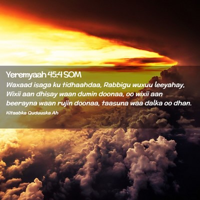 Picture 02 - Yeremyaah 45:4 SOM - Waxaad isaga ku tidhaahdaa, Rabbigu wuxuu - Bible Verse Picture