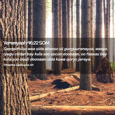 Picture 02 - Yeremyaah 46:22 SOM - Sanqadhiisu waa sida abeeso sii gurguuranaysa, - Bible Verse Picture